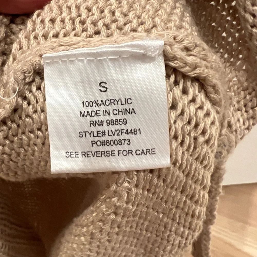 Tan Knit Crewneck Long Sleeve Sweater [Small]